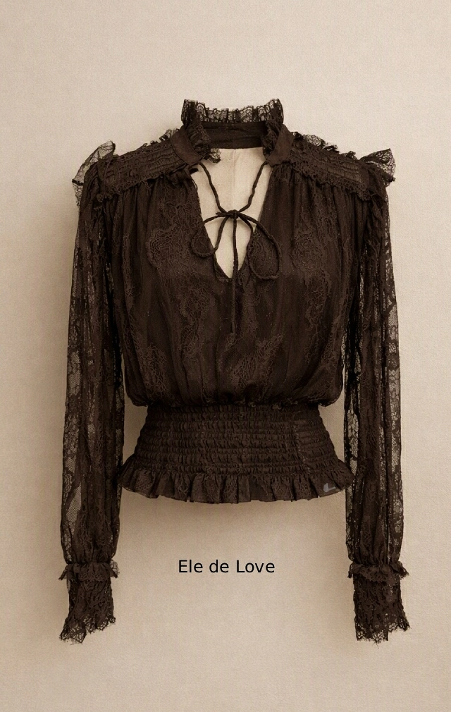 BLUSA DE ENCAJE CHOCOLATE BLUSA DE ENCAJE CHOCOLATE