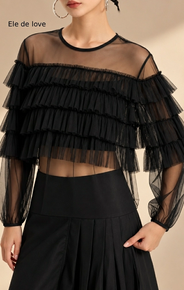 BLUSA DE TUL CON VOLANTES BLUSA DE TUL CON VOLANTES