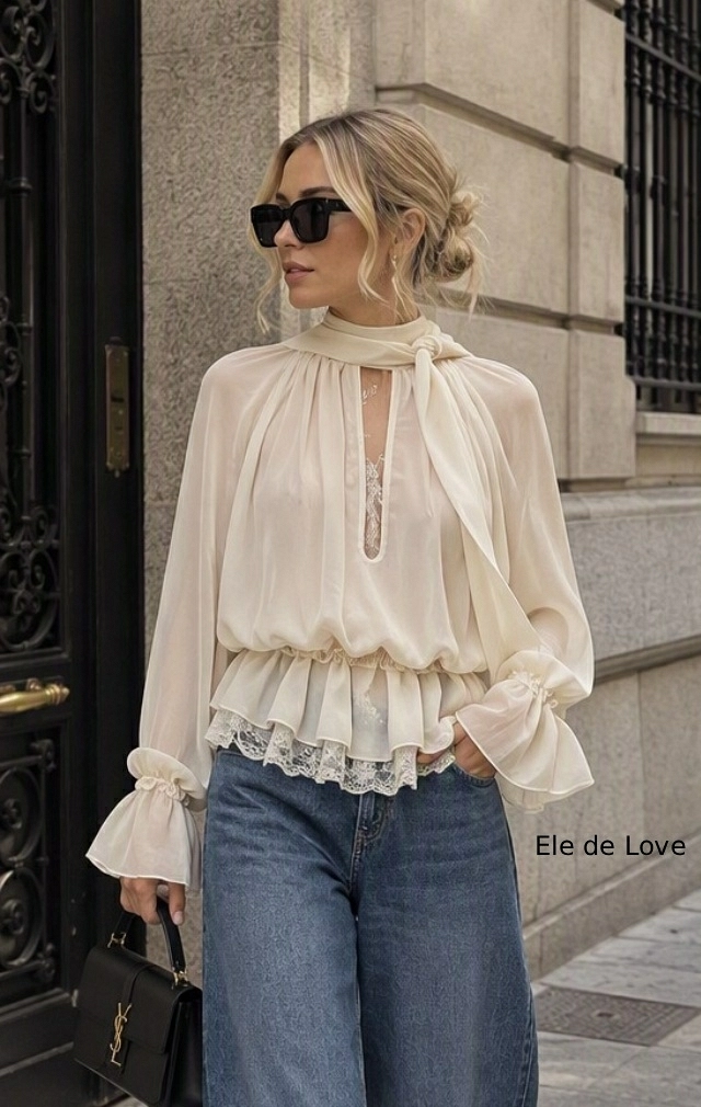 BLUSA ROMANTICA BEIGE