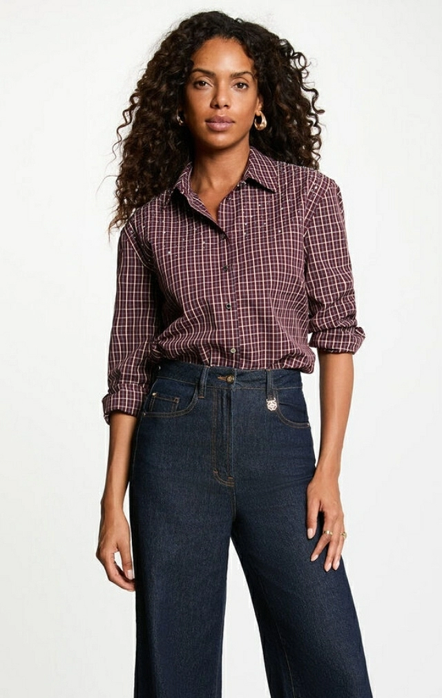CAMISA DE CUADROS CON STRASS CAMISA DE CUADROS CON STRASS