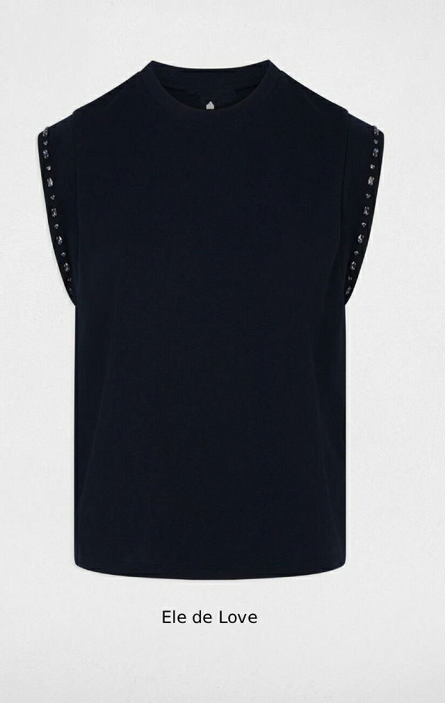 CAMISETA CUELLO REDONDO CON STRASS CAMISETA CUELLO REDONDO CON STRASS