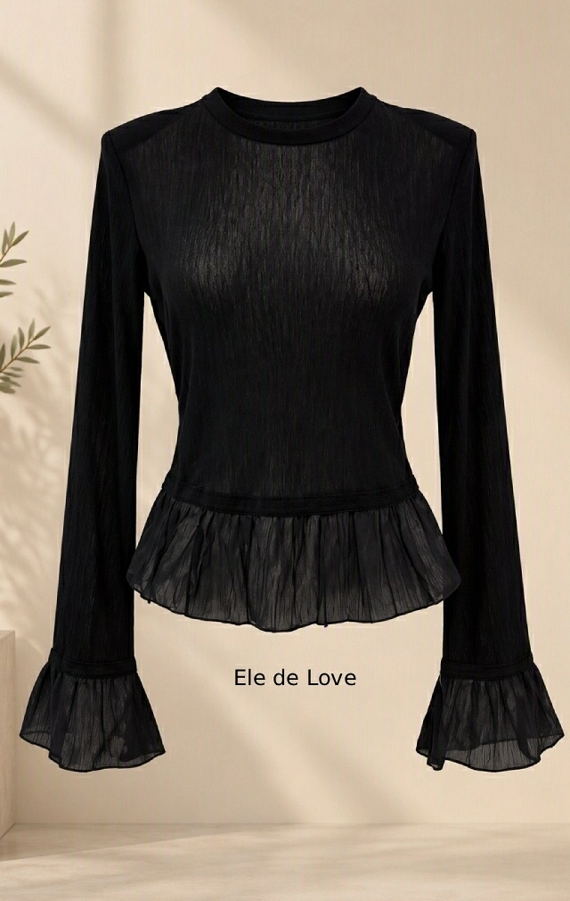 CAMISETA SEMI TRANSPARENTE CON VOLANTES