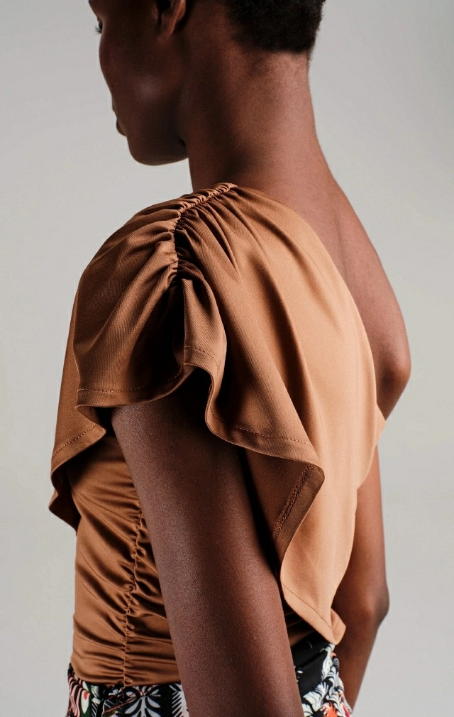 COCOA ONE SHOULDER TOP BRONZE