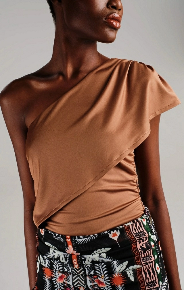 COCOA ONE SHOULDER TOP BRONZE COCOA ONE SHOULDER TOP BRONZE