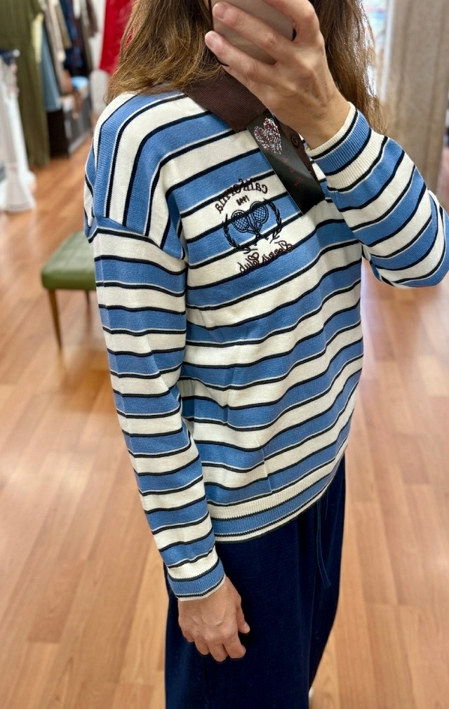JERESEY POLO DE RAYAS AZUL