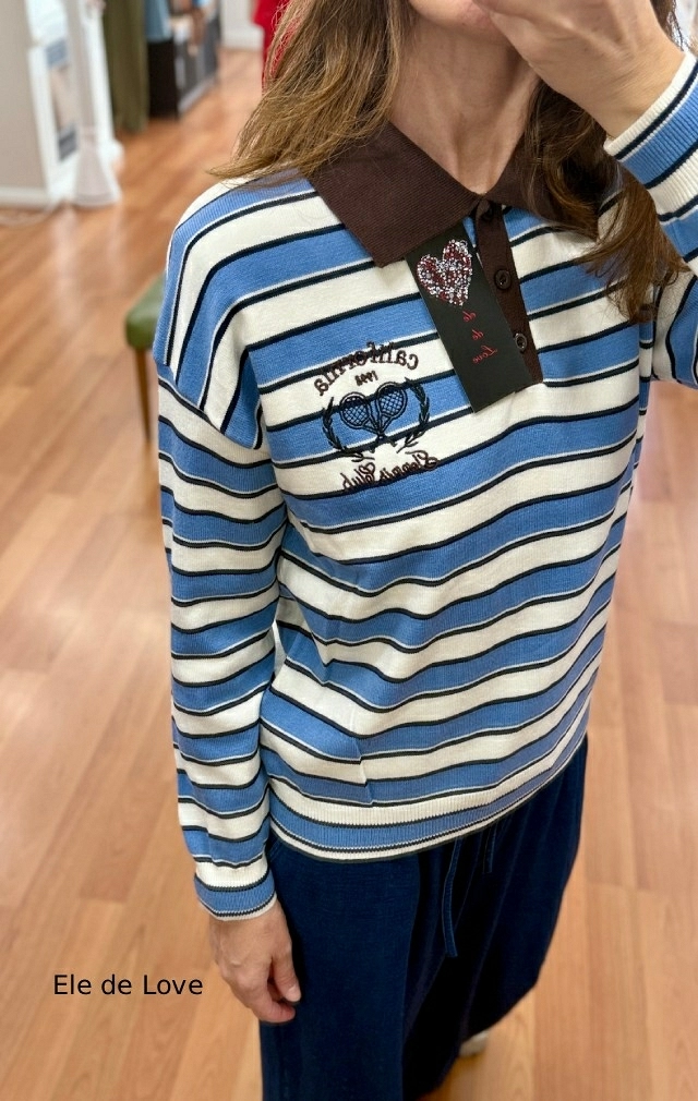JERESEY POLO DE RAYAS AZUL