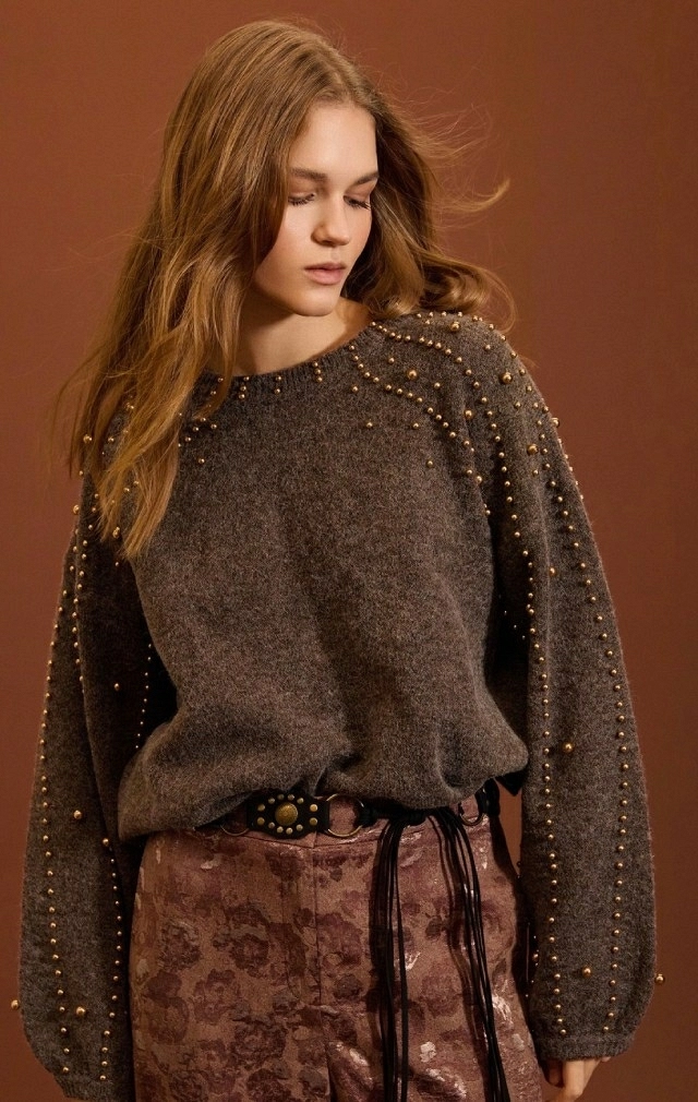 JERSEY DE PUNTO CON PERLAS EN ORO VIEJO