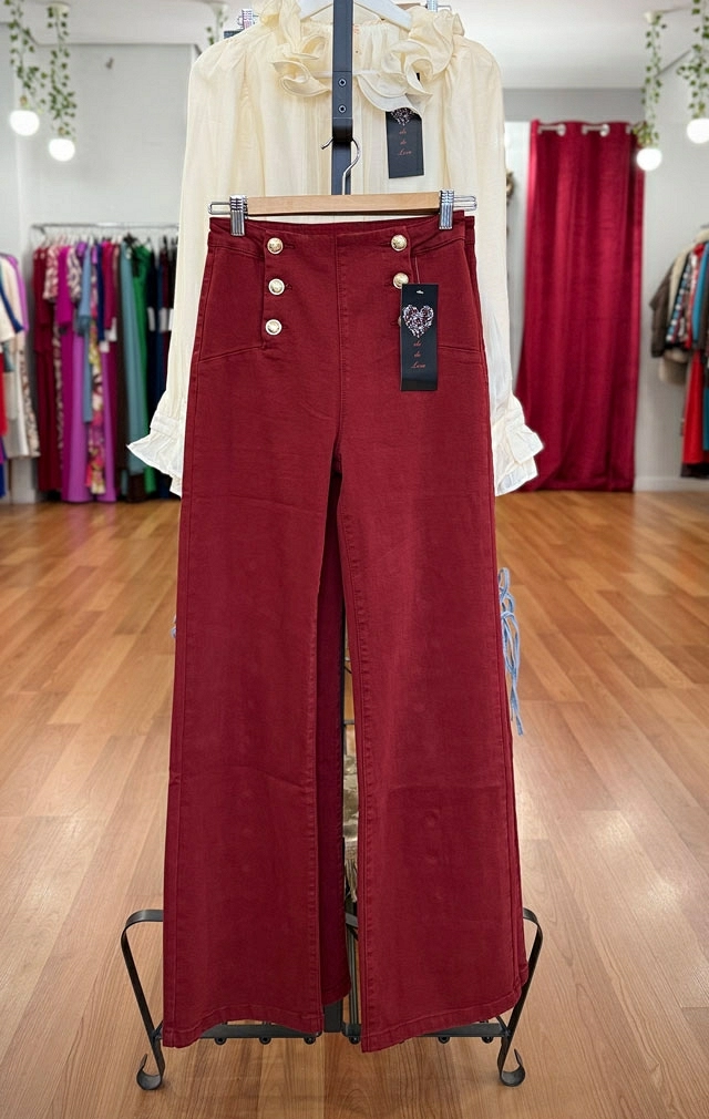 PANTALON GRANATE BOTONES PANTALON GRANATE BOTONES