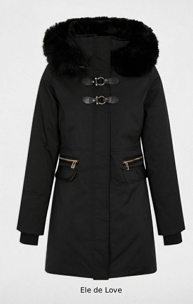 PARKA NEGRA CON CAPUCHA PARKA NEGRA CON CAPUCHA