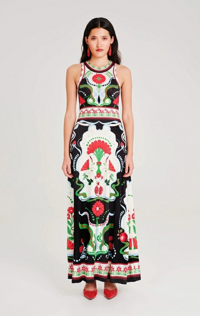 POMEGRANATE LONG DRESS