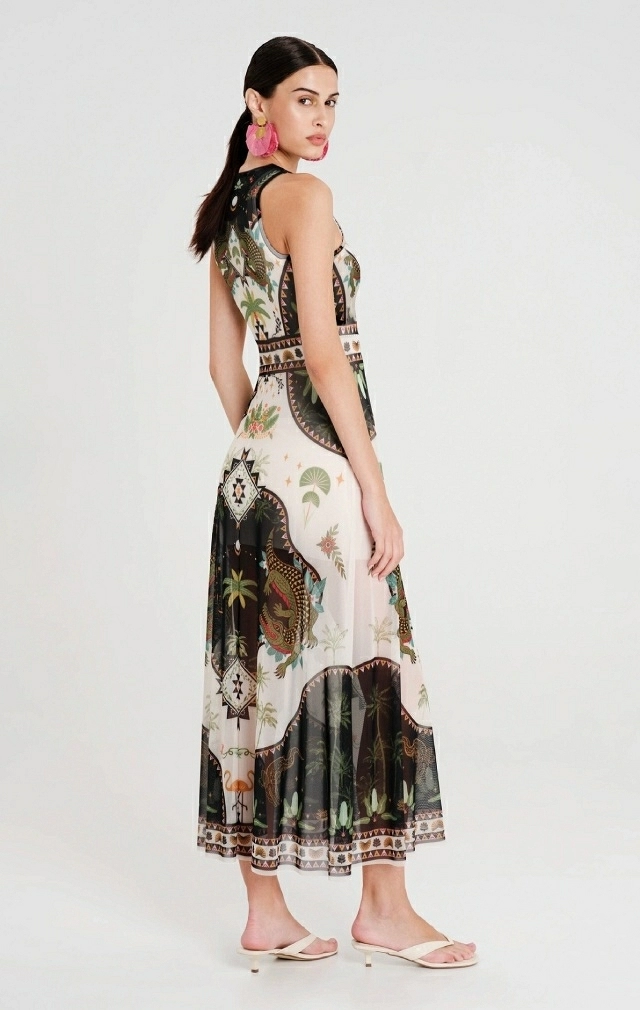 REPTILE LONG DRESS - Mesh