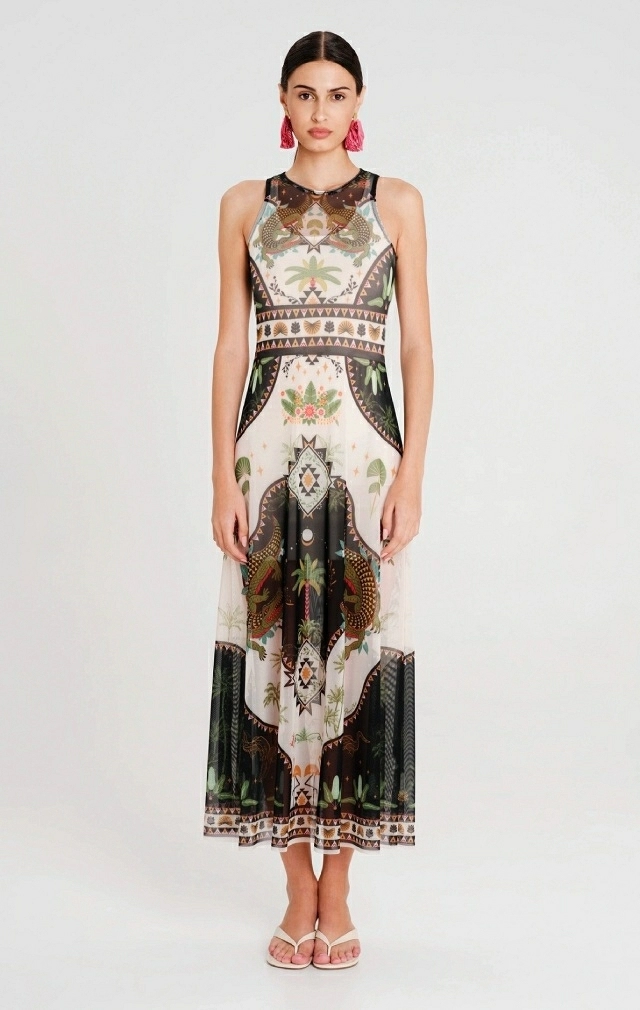 REPTILE LONG DRESS - Mesh