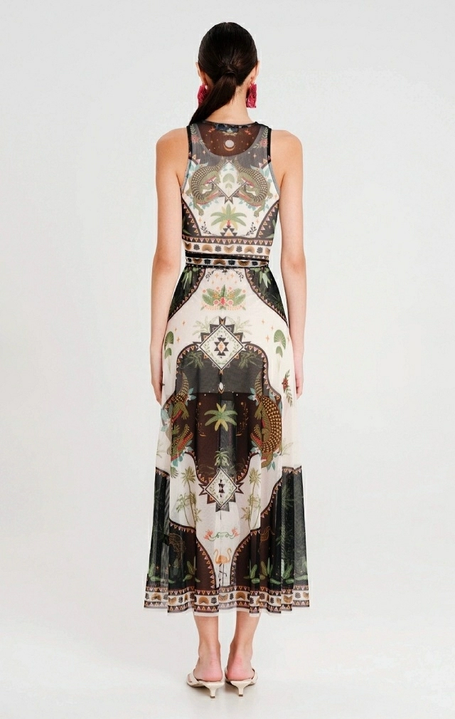 REPTILE LONG DRESS - Mesh