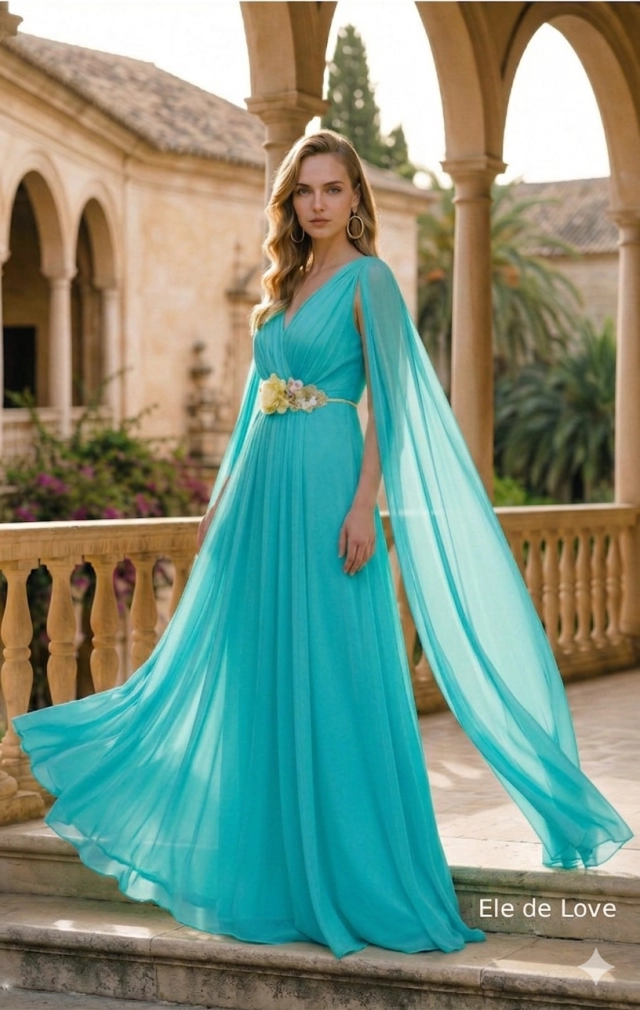 VESTIDO DAMA TUL TURQUESA