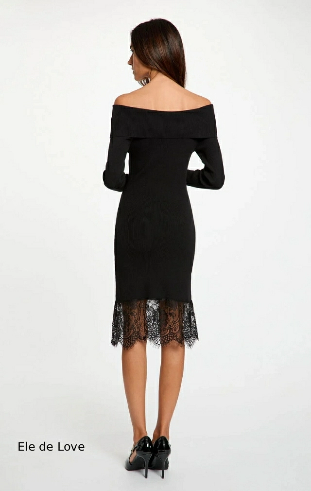 VESTIDO DE PUNTO MIDI CON ESCAJE VESTIDO DE PUNTO MIDI CON ESCAJE