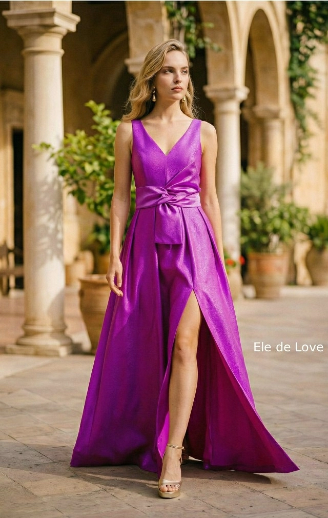 VESTIDO LARGO TAFETÁN