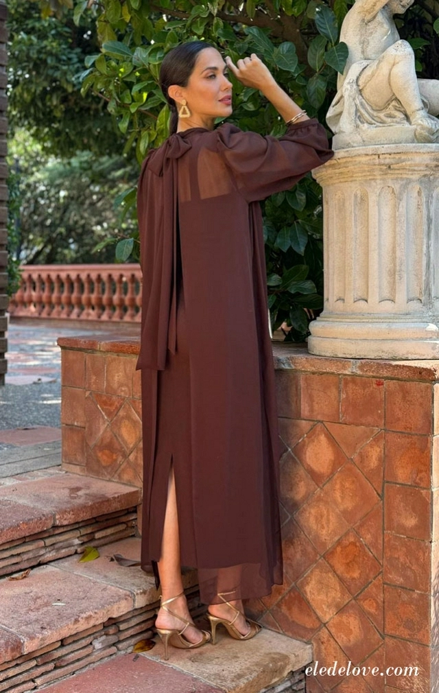 VESTIDO MAS CAPA LAZADA MARRON VESTIDO MAS CAPA LAZADA MARRON