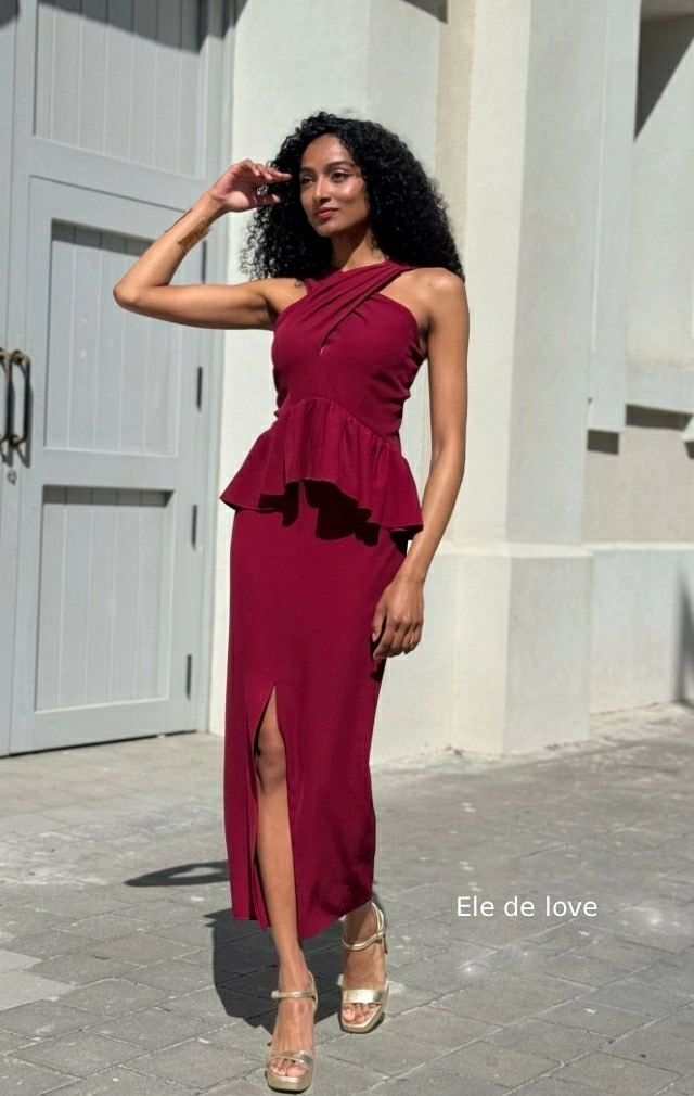 VESTIDO MIDI ESCOTE CHALTER