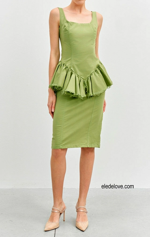 VESTIDO PEPLUM VERDE VESTIDO PEPLUM VERDE