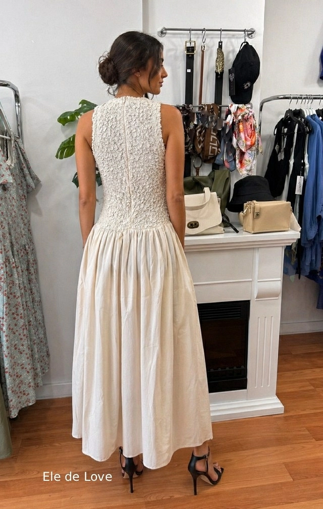 VESTIDO POMPEYA LINO BEIGE