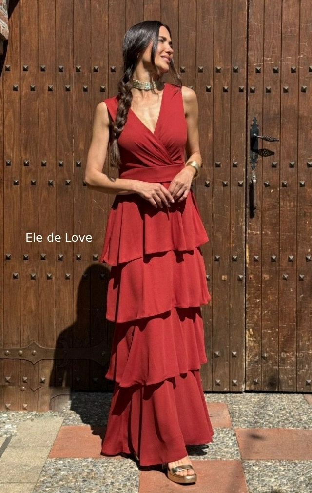 VESTIDO TEJA VOLANTES